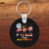 Flamingo|Flamingo Thanksgiving Halloween Kerstmis Sleutelhanger (Voorkant)