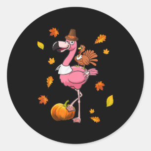 Flamingo   Flamingo Thanksgiving Halloween Ronde Sticker