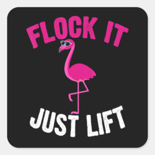 Flamingo Flamingo Weightlift Vierkante Sticker