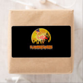 Flamingo Flamingoween Funny Witch Halloween Etiket (Insitu)