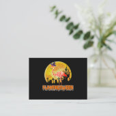 Flamingo Flamingoween Funny Witch Halloween Informatiekaartje (Staand voorkant)