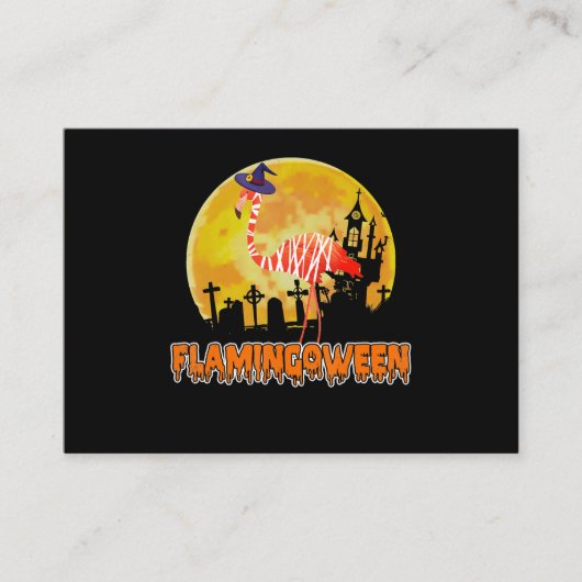 Flamingo Flamingoween Funny Witch Halloween Informatiekaartje (Voorkant)