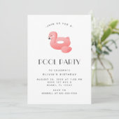 Flamingo Float Zwembad Party Verjaardag Kaart (Staand voorkant)