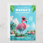 Flamingo Flock Beach Party Spectaculaire verjaarda Kaart (Voorkant)