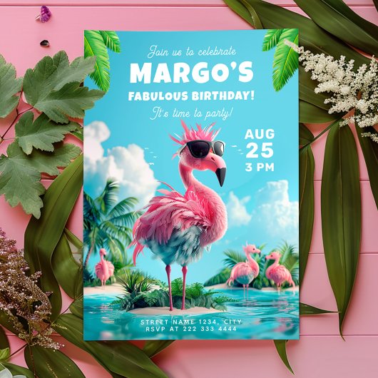 Flamingo Flock Beach Party Spectaculaire verjaarda Kaart