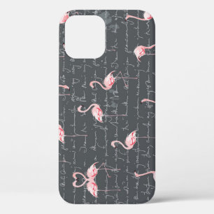 Flamingo Flock: donkergrijs . iPhone 12 Hoesje