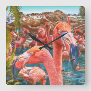 FLAMINGO FLOCK EILANDERS VIERKANTE KLOK