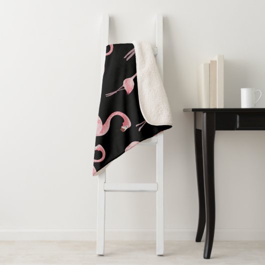 Flamingo Flock: naadloos ontwerp Sherpa Deken (In situ)