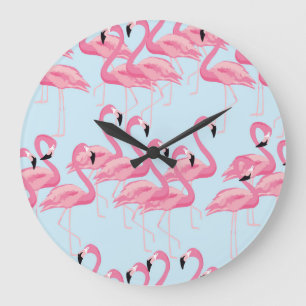 Flamingo Flock: tropische  print Grote Klok