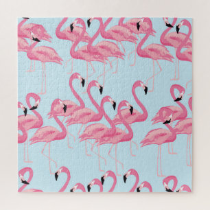 Flamingo Flock: tropische print Legpuzzel