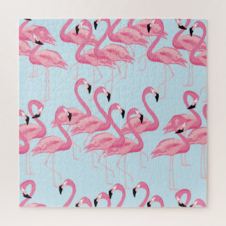 Flamingo Flock: tropische  print Legpuzzel