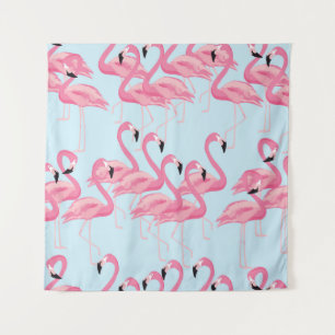 Flamingo Flock: tropische print Wandkleed
