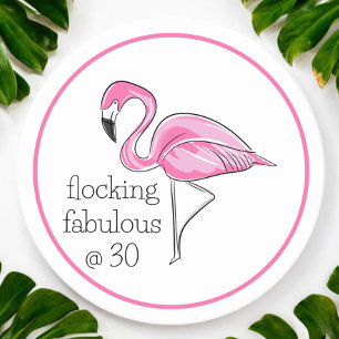 Flamingo Flocking beroemd gemaakt door Thirty Bord Ronde Kartonnen Onderzetter