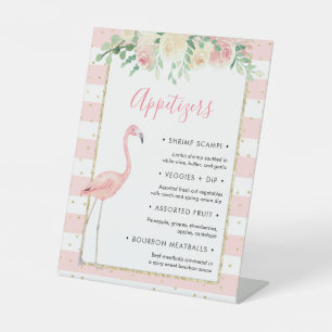 Flamingo Floral Appetizer Buffet party sign Reclamebord Met Voetstuk