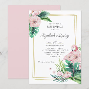 Flamingo Floral Baby Sprinkle Kaart