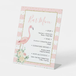 Flamingo Floral Bar Menu Pedestal Sign Reclamebord Met Voetstuk