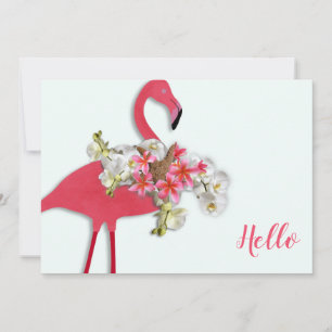 Flamingo Floral Wreath Hallo Blank Notitiekaartje