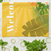 Flamingo Florida Welcome Yellow Orange Theedoek (Gevouwen)