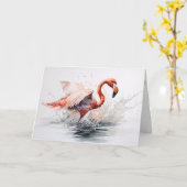 Flamingo Flying Out of Water Kaart (Gele Bloem)