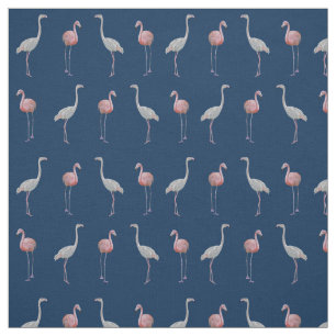 Flamingo Frenzy Fabric (marine) Stof