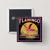 Flamingo  Fruit Crate Label Button Pin (Voorkant /achterkant)