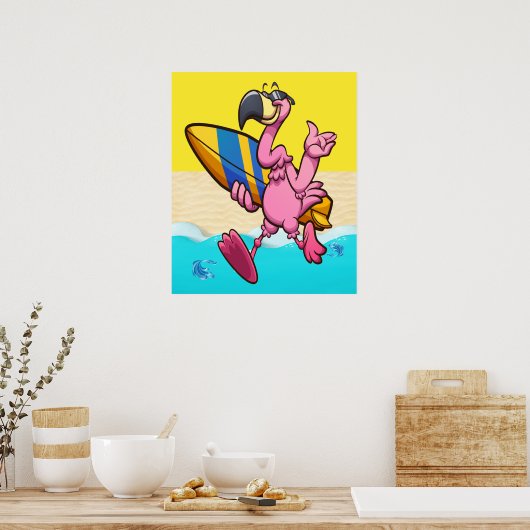 Flamingo Fun Poster (Keuken)