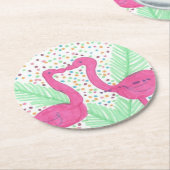 Flamingo Fun Tropical Pattern Ronde Kartonnen Onderzetter (Gebogen)