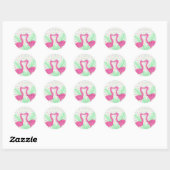 Flamingo Fun Tropical Pattern Ronde Sticker (Vel)
