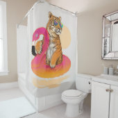 Flamingo | Funny Chillin Flamingo Tiger Friends Douchegordijn (In situ)