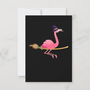 Flamingo  Funny Flamingo Witch Halloween Kaart