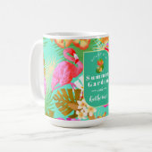 Flamingo Garden Blauwgroen Koffiemok (Voorkant links)