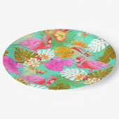 Flamingo Garden Blauwgroen Papieren Bordje (Gekanteld)