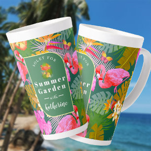 Flamingo Garden Donkergroen Latte Mok