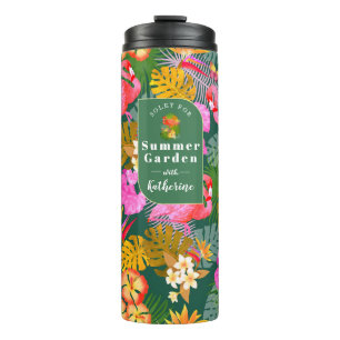 Flamingo Garden Donkergroen Thermosbeker