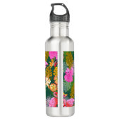 Flamingo Garden Donkergroen Waterfles (Achterkant)