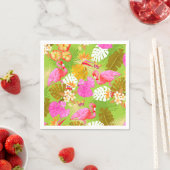 Flamingo Garden Heldergroen Servet (Insitu)