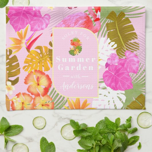 Flamingo Garden Pink Theedoek (Gevouwen)