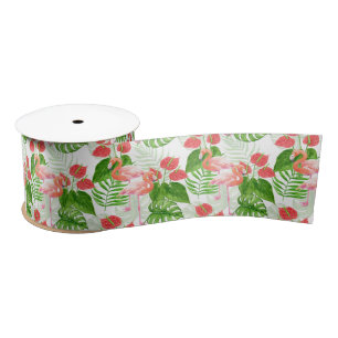 Flamingo garden satin ribbon lint