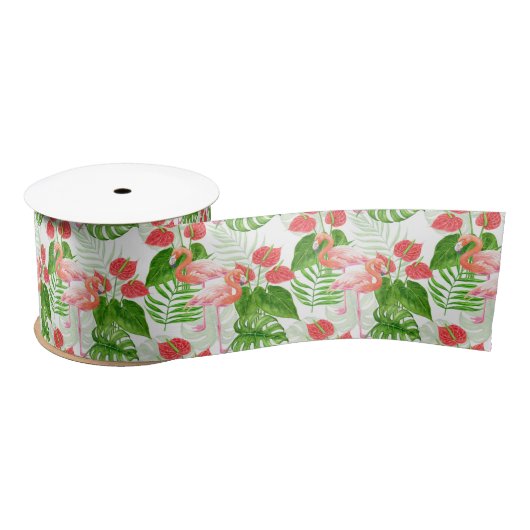 Flamingo garden satin ribbon lint (Spoel)