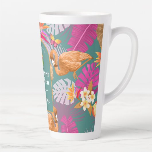 Flamingo Garden Turquoise Latte Mok (Rechts)