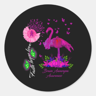 Flamingo Geloof Hoop Liefde Hersenaneurysma Bewust Ronde Sticker
