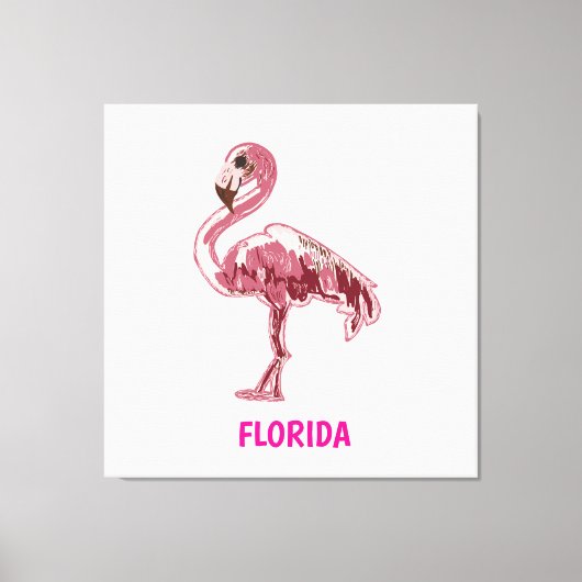 Flamingo gemalter pinker Flamingo  Canvas Afdruk (Voorkant)
