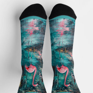 Flamingo geschilderde kunst sokken