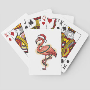 Flamingo gewikkeld in kerstlicht Roze vogel    Pokerkaarten