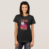 Flamingo Ghost Boo Pink Sunset Retro Halloween Bir T-shirt (Voorkant volledig)