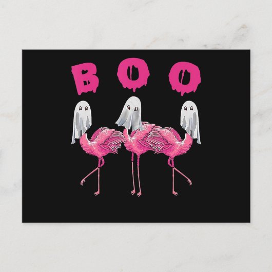 Flamingo | Ghost Flamingo Boo Halloween Costume Uitnodiging Briefkaart (Voorkant)