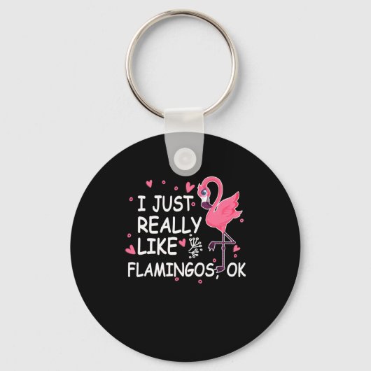 Flamingo Gift | Ik hou van Flamingo OK Sleutelhanger (Voorkant)