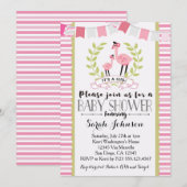 Flamingo Girl Baby shower Uitnodiging (Voorkant / Achterkant)