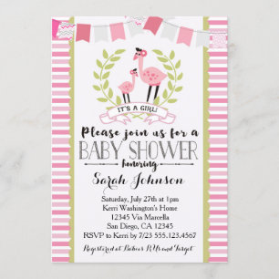Flamingo Girl Baby shower Uitnodiging