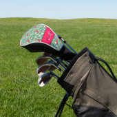 Flamingo Girly Pink Tropical Monogram Golfheadcover (Insitu)